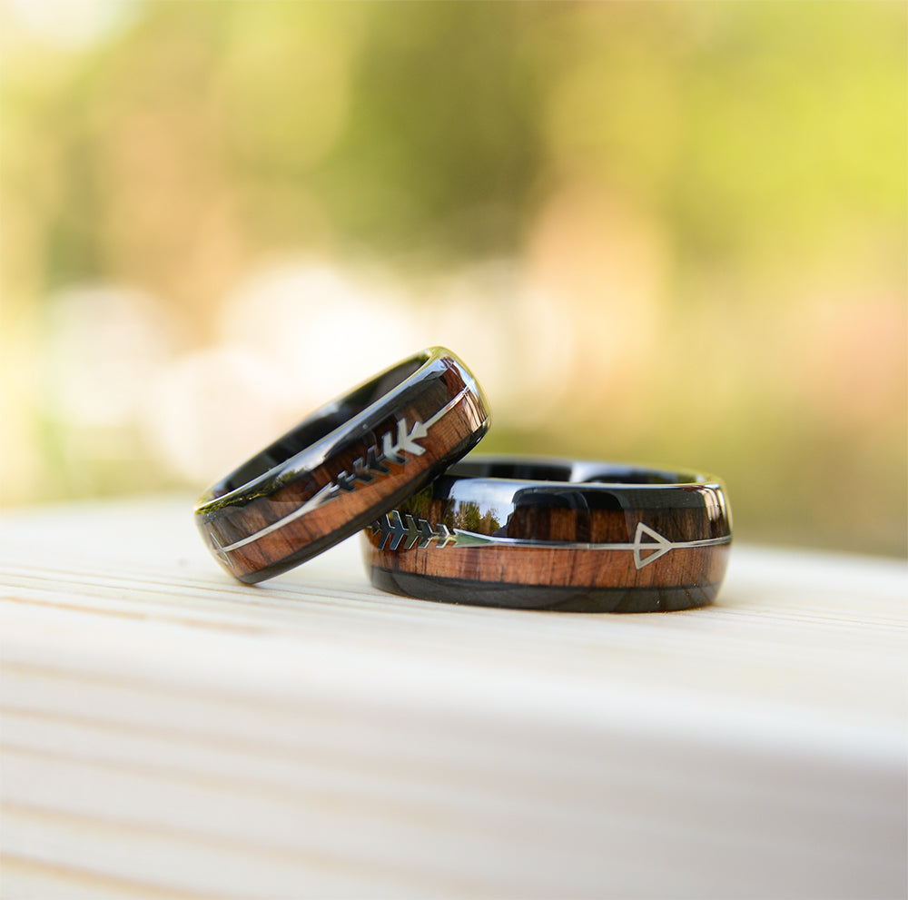 Hammered Black Wood Tungsten Ring Set His Her Wedding Band 8MM 6MM 4MM Size  4 to 15 Men Women Anniversary Couple Duo Or Single Promise Gift