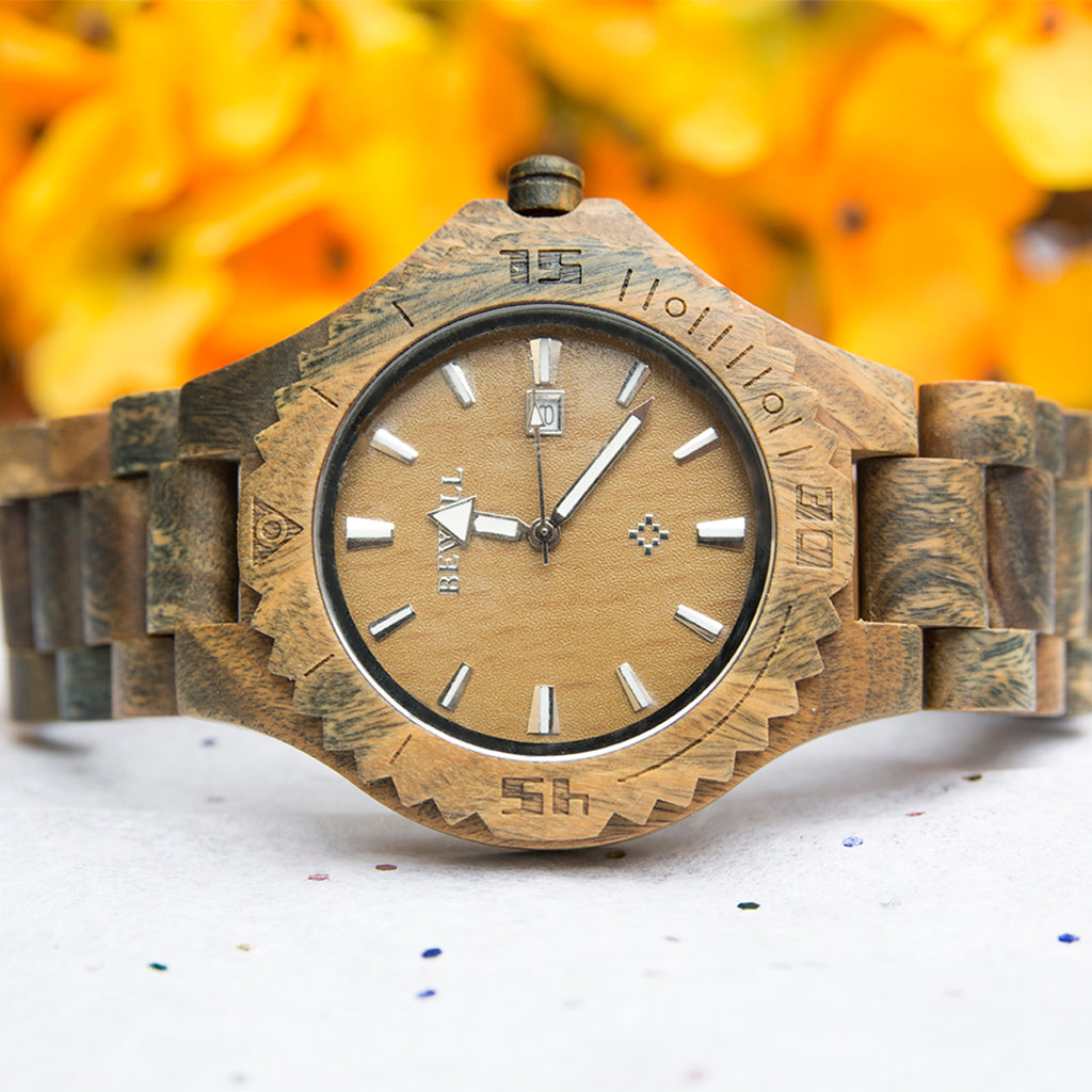 Elegant Personalized Wooden Watch Vera Wood Date Display