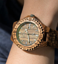 Elegant Personalized/Engraved Exotic Zebra Round Wooden Watch with Date Display