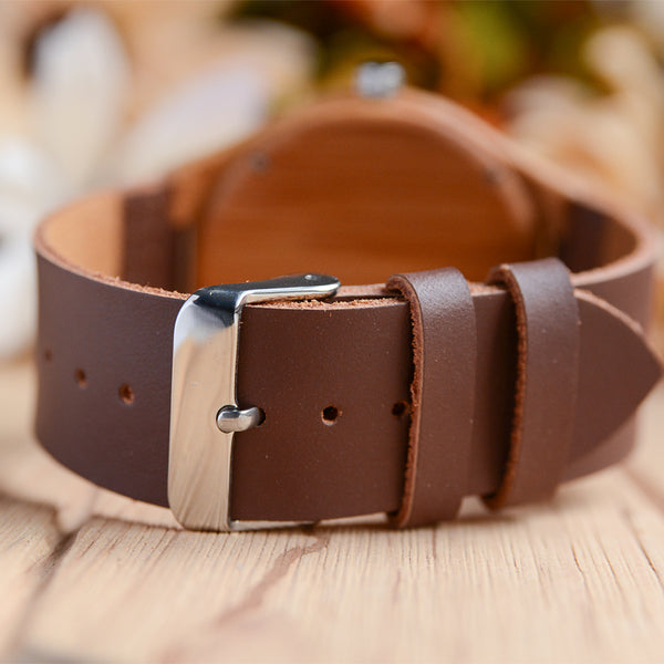 UXD Personalized/Engraved Bamboo Watches with Genuine Leather Band