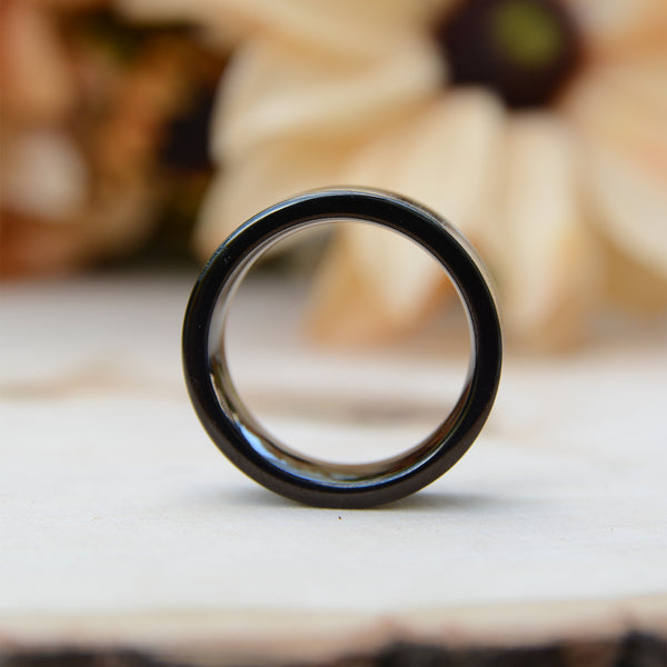 Koa Wood Inlay Black Tungsten Ring